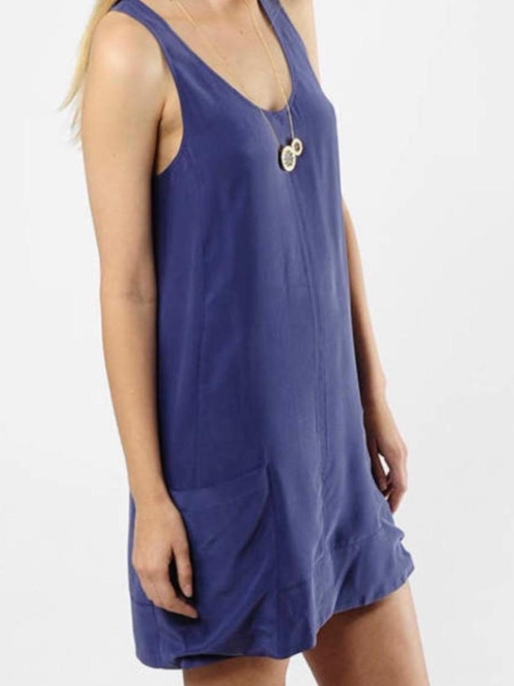 Joie 100% Silk Racerback Shift Dress with Pockets Blue